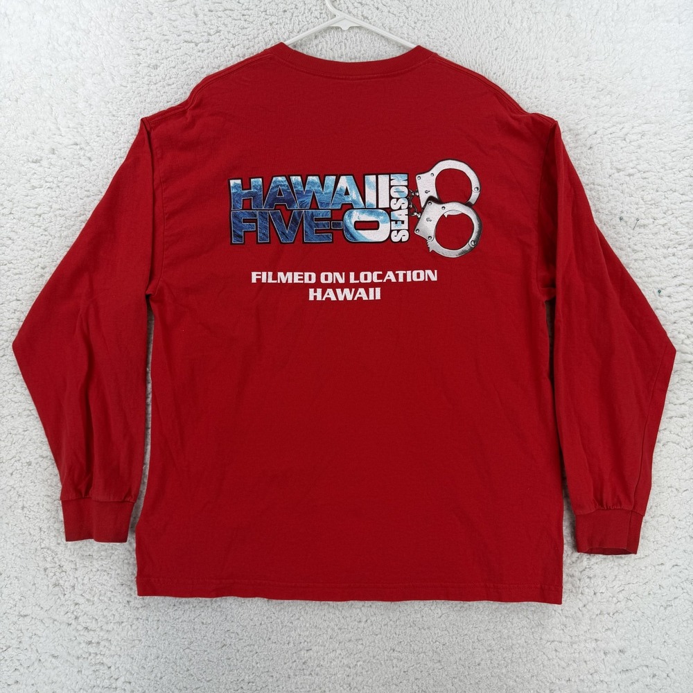 Hawaii Five-0 Shirt Mens XL Red Season 8 Film Crew Long Sleeve T-Shirt Alstyle